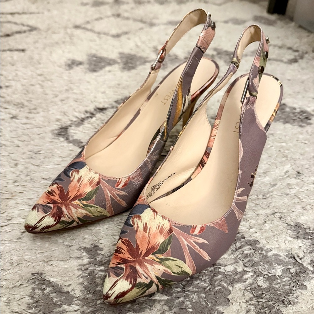 Nine West Floral Slingback Heels - Multicolor